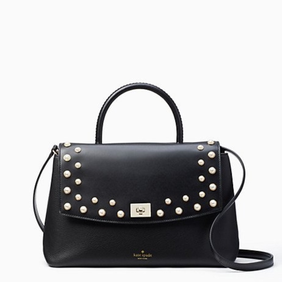 kate spade Handbags - kate spade Black Leather Pearl Satchel Purse NWT!